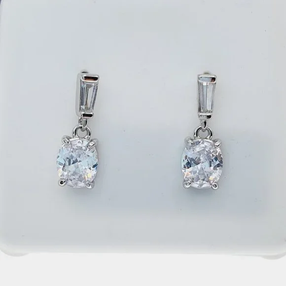 925 Sterling Silver CZ Stud Earrings for Women/Girl, US925P1218 - Picture 7 of 7